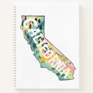 Illustrierte Karte in Kalifornien farbig Niedlich Notizblock