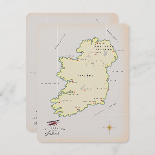 Illustrierte Karte Irlands (Vorne/Hinten)
