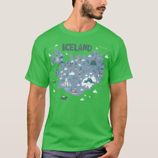 ILLUSTRIERTE Karte ISLAND T-Shirt