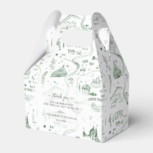 Illustrierte Karte Italiens | Hochzeit Geschenkschachtel (Vorderseite)