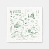 Illustrierte Karte Italiens | Hochzeit Serviette (Vorderseite)