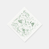 Illustrierte Karte Italiens | Hochzeit Serviette (Ecke)