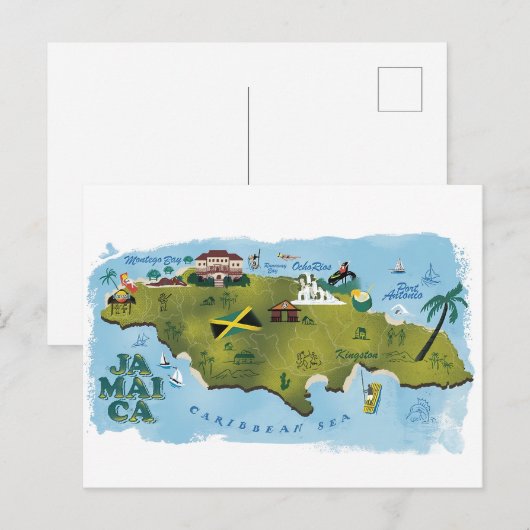 Illustrierte Karte Jamaikas (Vorne/Hinten)