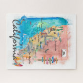 Illustrierte Karte Kaliforniens mit touristischen  Puzzle (Horizontal)