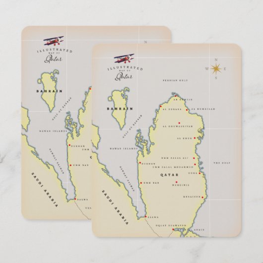 Illustrierte Karte Katars (Vorne/Hinten)