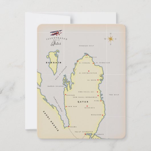 Illustrierte Karte Katars (Vorderseite)