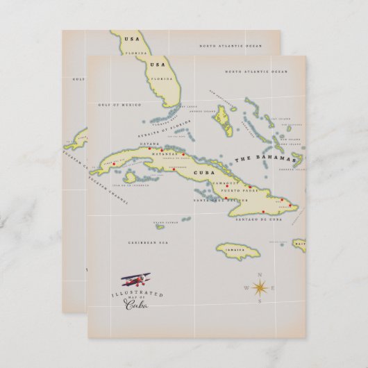 Illustrierte Karte Kubas (Vorne/Hinten)