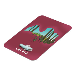 Illustrierte Karte Lettlands Magnet