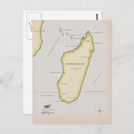 Illustrierte Karte Madagaskars (Vorne/Hinten)