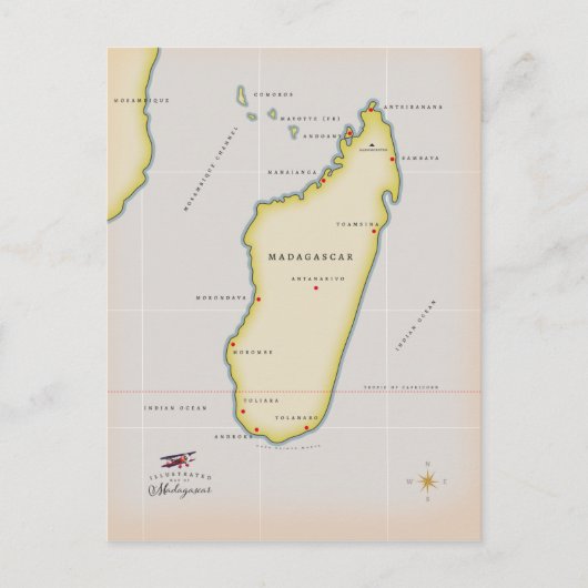 Illustrierte Karte Madagaskars (Vorderseite)