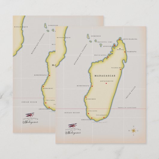 Illustrierte Karte Madagaskars (Vorne/Hinten)