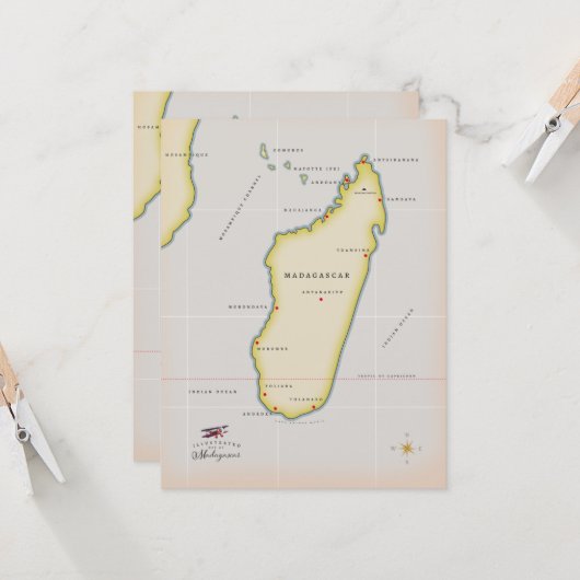 Illustrierte Karte Madagaskars (Vorderseite/Rückseite Beispiel)