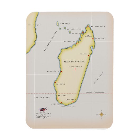 Illustrierte Karte Madagaskars Magnet (Vertikal)