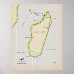 Illustrierte Karte Madagaskars Poster