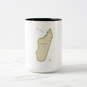 Illustrierte Karte Madagaskars Zweifarbige Tasse