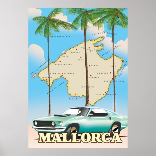Illustrierte Karte Mallorcas Poster (Vorne)