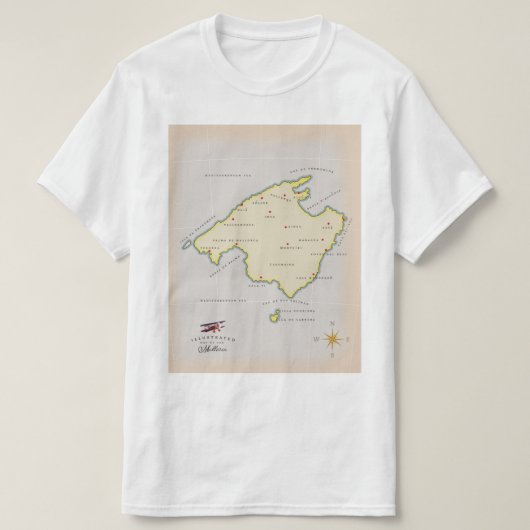 Illustrierte Karte Mallorcas T-Shirt (Design vorne)