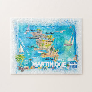 Illustrierte Karte Martinique Antilles Puzzle