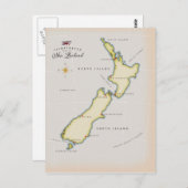 Illustrierte Karte Neuseelands (Vorne/Hinten)