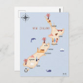 Illustrierte Karte Neuseelands (Vorne/Hinten)