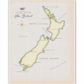 Illustrierte Karte Neuseelands Aufkleber (Vorderseite)