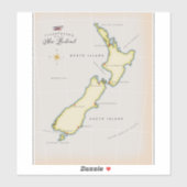 Illustrierte Karte Neuseelands Aufkleber (Blatt)