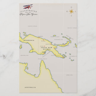 Illustrierte Karte Papua Neuer Guinea
