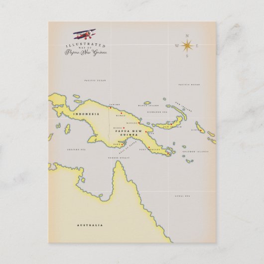Illustrierte Karte Papua Neuer Guinea (Vorderseite)
