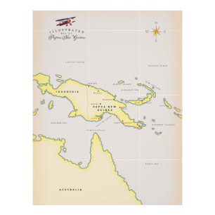 Illustrierte Karte Papua Neuer Guinea Fotodruck