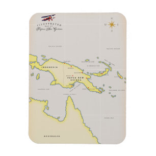 Illustrierte Karte Papua Neuer Guinea Magnet