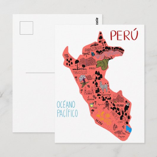 Illustrierte Karte Perus (Vorne/Hinten)