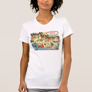 Illustrierte Karte Santa Cruz Kalifornien T-Shirt