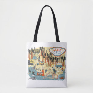 Illustrierte Karte Santa Cruz Kalifornien Tasche