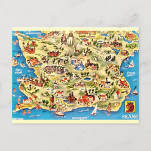 Illustrierte Karte Schwedens Postkarte