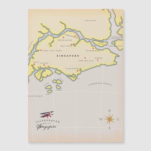 Illustrierte Karte Singapurs (Vorderseite)