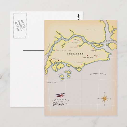 Illustrierte Karte Singapurs (Vorne/Hinten)