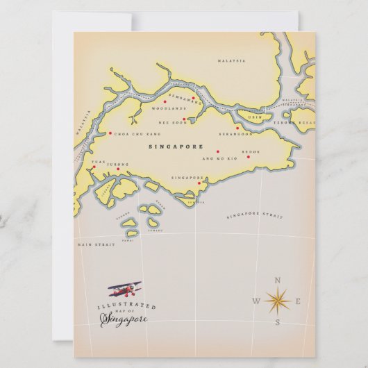 Illustrierte Karte Singapurs (Rückseite)