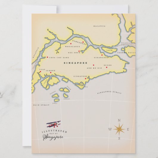 Illustrierte Karte Singapurs (Vorderseite)