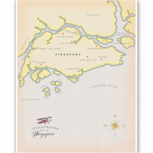 Illustrierte Karte Singapurs Aufkleber