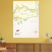 Illustrierte Karte Singapurs Leinwanddruck (Insitu (Wohnzimmer))
