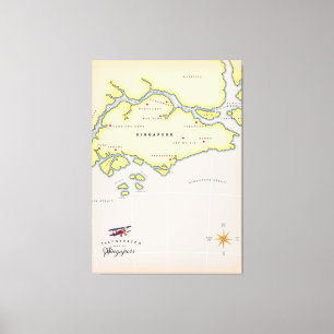 Illustrierte Karte Singapurs Leinwanddruck