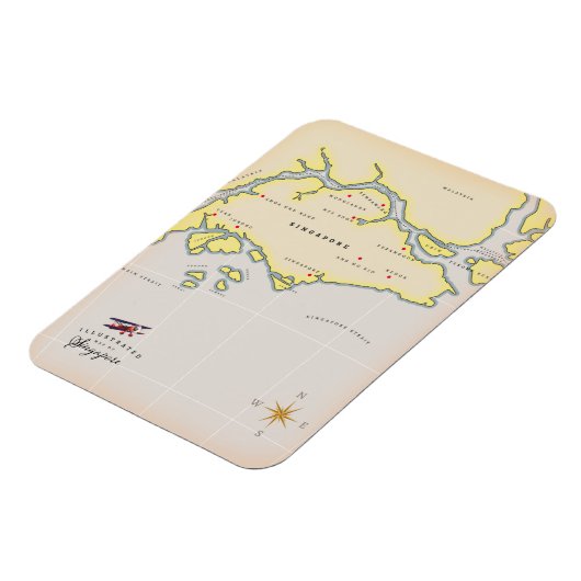 Illustrierte Karte Singapurs Magnet (Linke Seite)