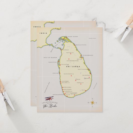 Illustrierte Karte Sri Lankas (Vorderseite/Rückseite Beispiel)