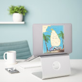 Illustrierte Karte Sri Lankas Aufkleber (Laptop auf Schreibtisch)