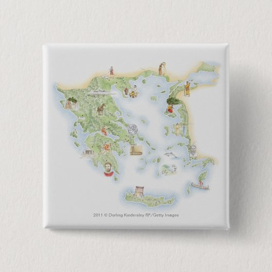 Illustrierte Karte von altem Griechenland Button (Vorderseite)