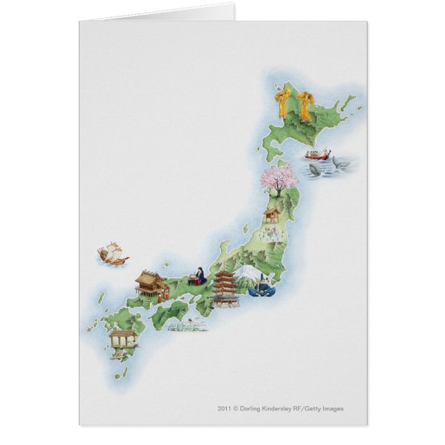 Illustrierte Karte von altem Japan (Vorne)