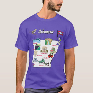 illustrierte Karte von Arkansas in den USA mit den T-Shirt