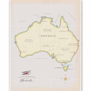 Illustrierte Karte von Australien Aufkleber