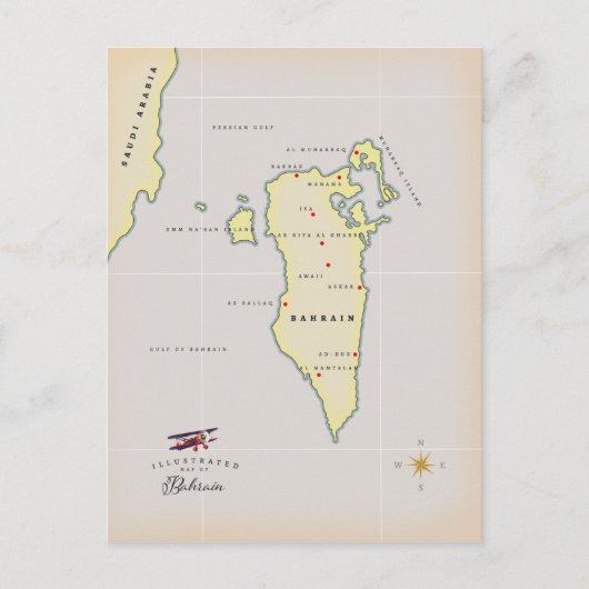 Illustrierte Karte von Bahrain (Vorderseite)