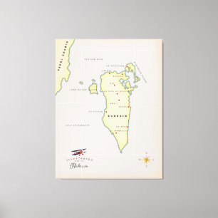 Illustrierte Karte von Bahrain Leinwanddruck